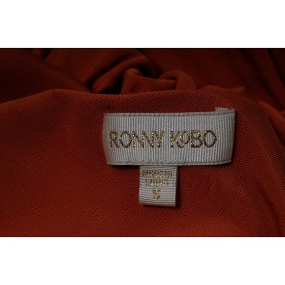 Ronny Kobo Womens Donna One Shoulder Ruched Midi Dress Small Peach Viscose - Picture 11 of 12